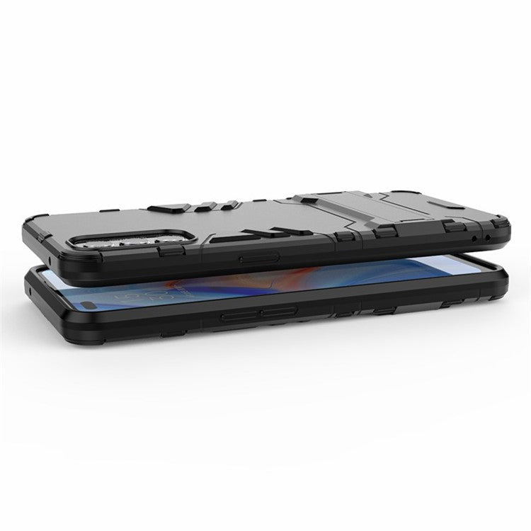 2-in-1 Plastic + TPU Hybrid Case with Kickstand for Oppo Reno4 5G - Black