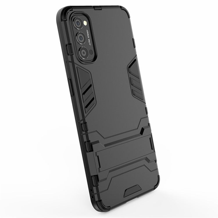 2-in-1 Plastic + TPU Hybrid Case with Kickstand for Oppo Reno4 5G - Black