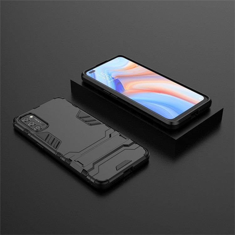 2-in-1 Plastic + TPU Hybrid Case with Kickstand for Oppo Reno4 5G - Black