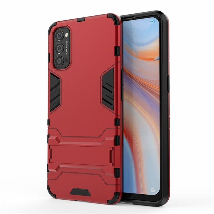 2-in-1 Plastic + TPU Hybrid Case with Kickstand for Oppo Reno4 5G - Red