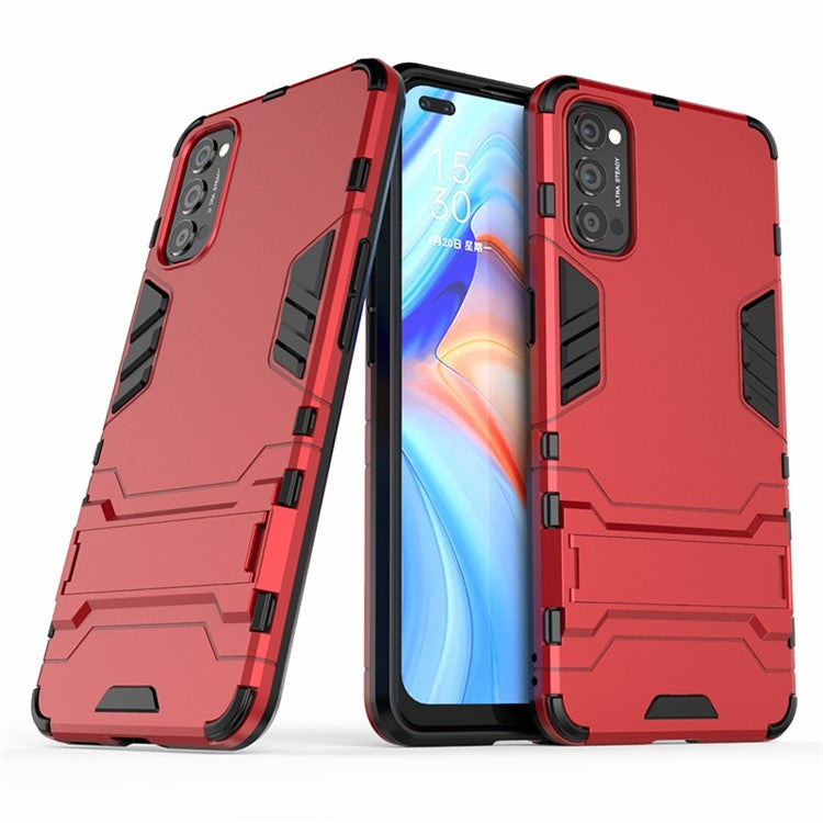 2-in-1 Plastic + TPU Hybrid Case with Kickstand for Oppo Reno4 5G - Red