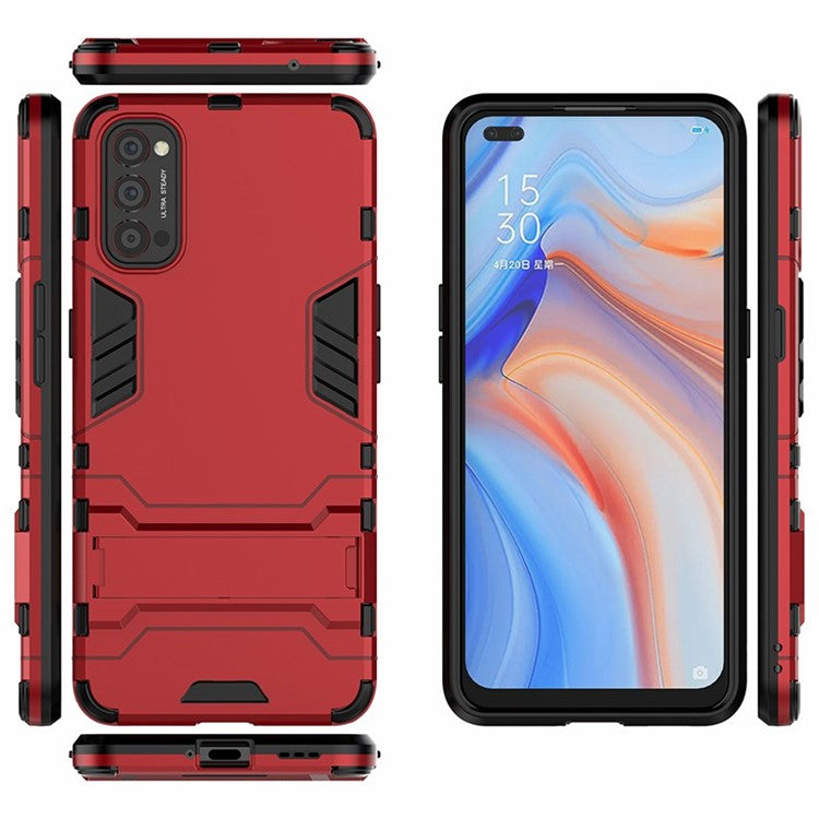 2-in-1 Plastic + TPU Hybrid Case with Kickstand for Oppo Reno4 5G - Red