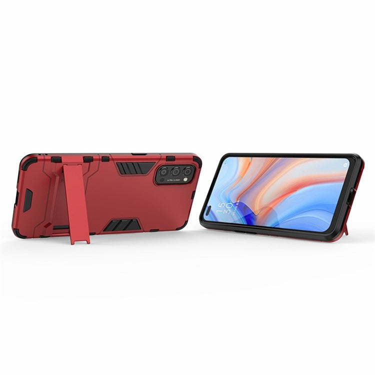 2-in-1 Plastic + TPU Hybrid Case with Kickstand for Oppo Reno4 5G - Red