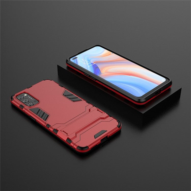 2-in-1 Plastic + TPU Hybrid Case with Kickstand for Oppo Reno4 5G - Red