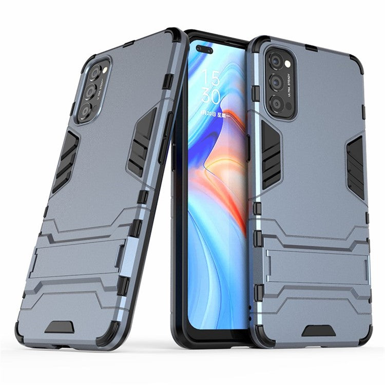 2-in-1 Plastic + TPU Hybrid Case with Kickstand for Oppo Reno4 5G - Blue