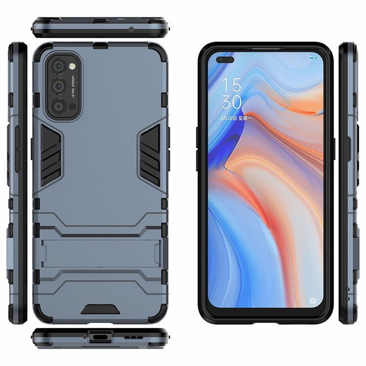 2-in-1 Plastic + TPU Hybrid Case with Kickstand for Oppo Reno4 5G - Blue