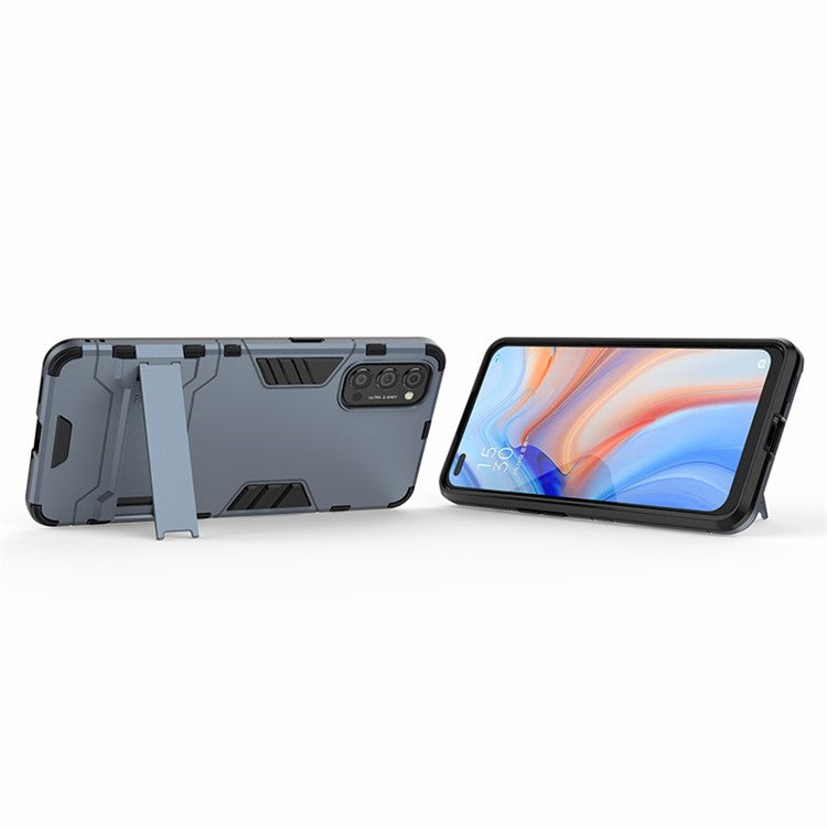 2-in-1 Plastic + TPU Hybrid Case with Kickstand for Oppo Reno4 5G - Blue