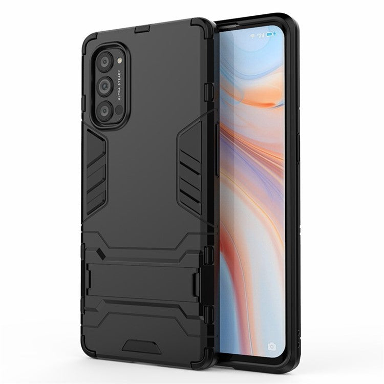 2-in-1 Plastic + TPU Combo Shell with Kickstand for Oppo Reno4 Pro 5G - Black