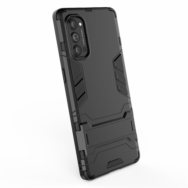 2-in-1 Plastic + TPU Combo Shell with Kickstand for Oppo Reno4 Pro 5G - Black