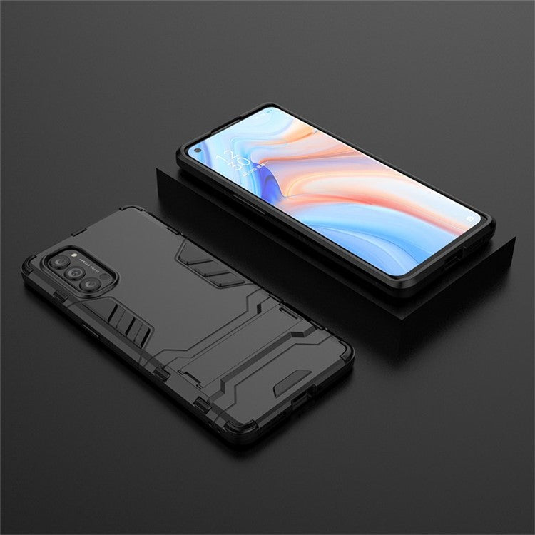 2-in-1 Plastic + TPU Combo Shell with Kickstand for Oppo Reno4 Pro 5G - Black