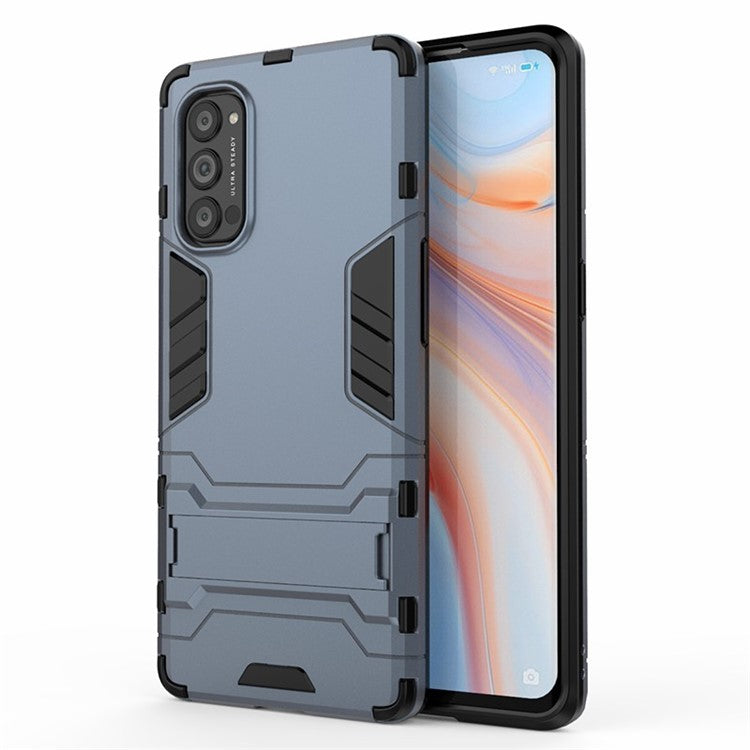 2-in-1 Plastic + TPU Combo Shell with Kickstand for Oppo Reno4 Pro 5G - Blue