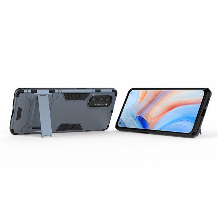 2-in-1 Plastic + TPU Combo Shell with Kickstand for Oppo Reno4 Pro 5G - Blue