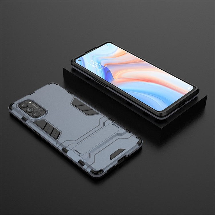 2-in-1 Plastic + TPU Combo Shell with Kickstand for Oppo Reno4 Pro 5G - Blue