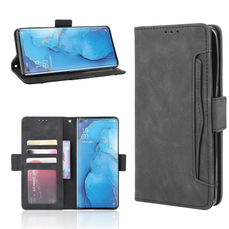 Wallet Leather Phone Case with Multiple Card Slots for OPPO Find X2 Neo / Reno3 Pro 5G (Chinese Edition) / Reno3 Pro (European Edition) - Black