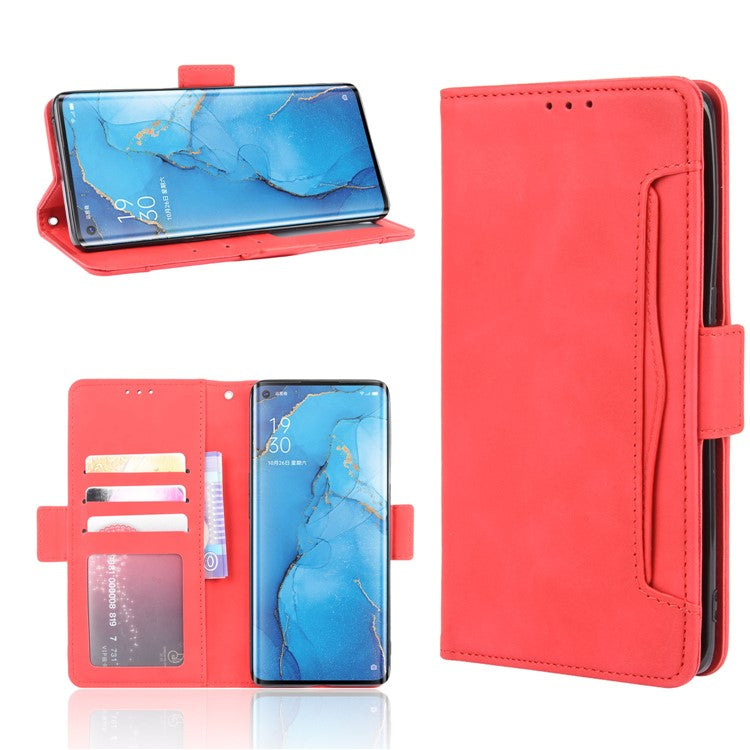 Wallet Leather Phone Case with Multiple Card Slots for OPPO Find X2 Neo / Reno3 Pro 5G (Chinese Edition) / Reno3 Pro (European Edition) - Red