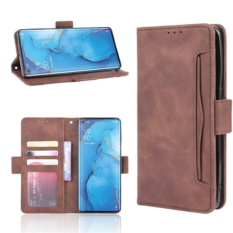 Wallet Leather Phone Case with Multiple Card Slots for OPPO Find X2 Neo / Reno3 Pro 5G (Chinese Edition) / Reno3 Pro (European Edition) - Brown