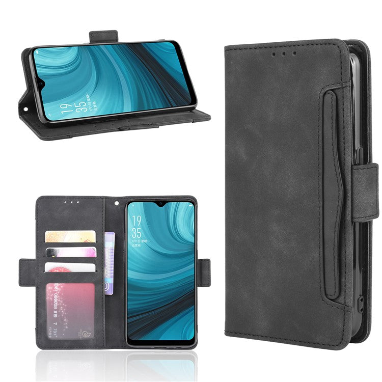 Wallet Stand Flip Leather Protective Case for OPPO A12/A7/AX7/A5s/AX5s - Black