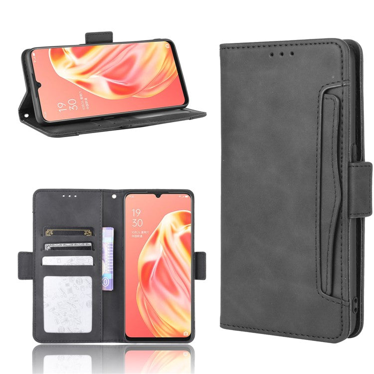 Multiple Card Slots Wallet Leather Protective Cover for OPPO A91 / OPPO F15 / OPPO Reno3 (Southeast Asian Version) - Black