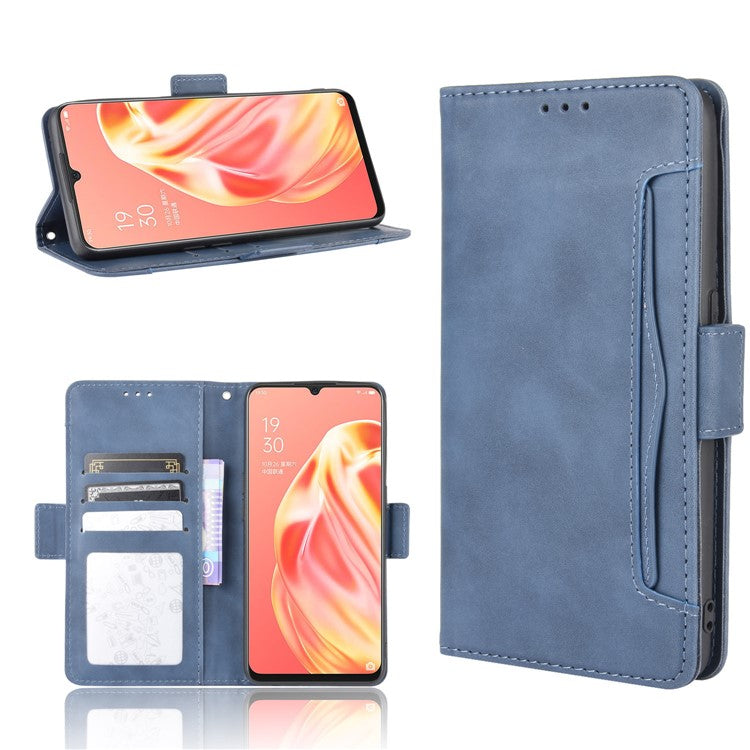 Multiple Card Slots Wallet Leather Protective Cover for OPPO A91 / OPPO F15 / OPPO Reno3 (Southeast Asian Version) - Blue