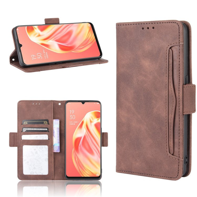 Multiple Card Slots Wallet Leather Protective Cover for OPPO A91 / OPPO F15 / OPPO Reno3 (Southeast Asian Version) - Brown