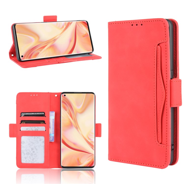 Wallet Stand Flip Leather Phone Cover for Oppo Find X2 Pro - Red