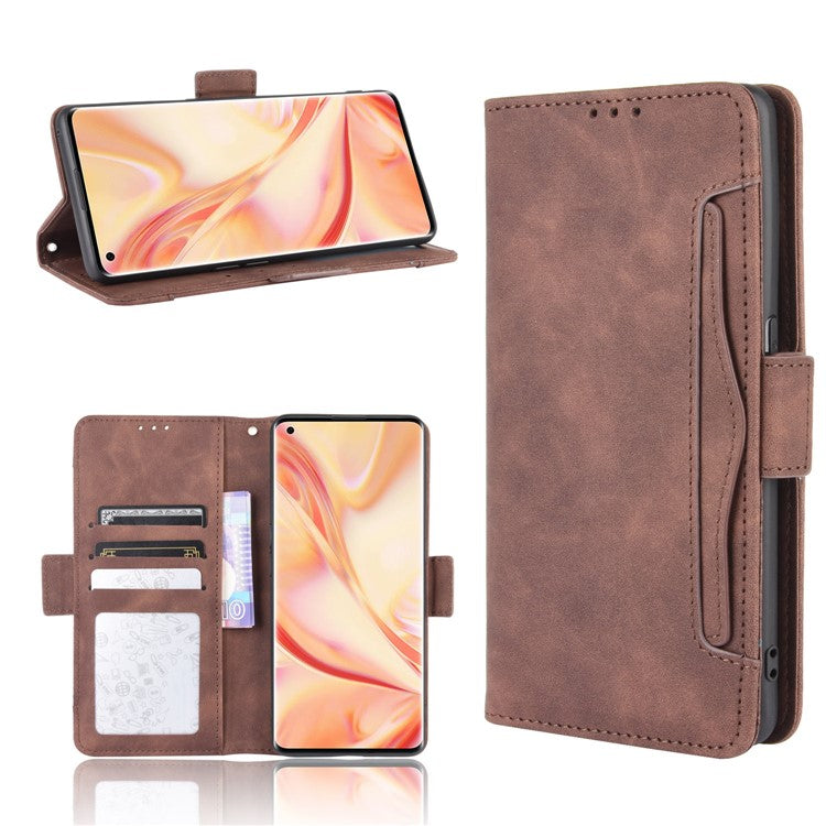 Wallet Stand Flip Leather Phone Cover for Oppo Find X2 Pro - Brown