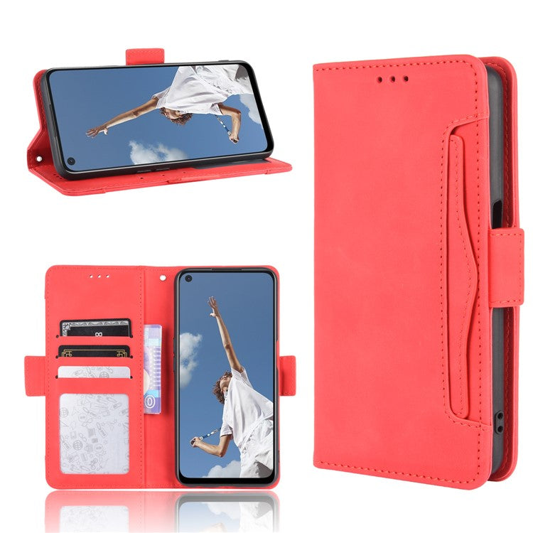 Wallet Stand Flip Leather Protective Case for OPPO A52/A72/A92 - Red