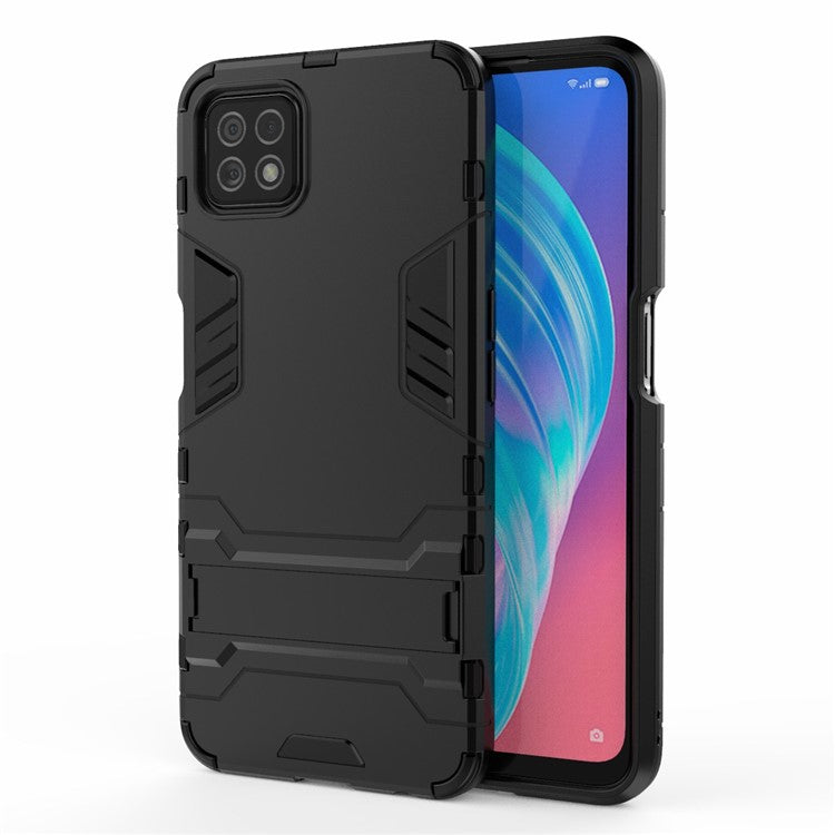 2-in-1 Plastic + TPU Hybrid Case with Kickstand for Oppo A72 5G - Black