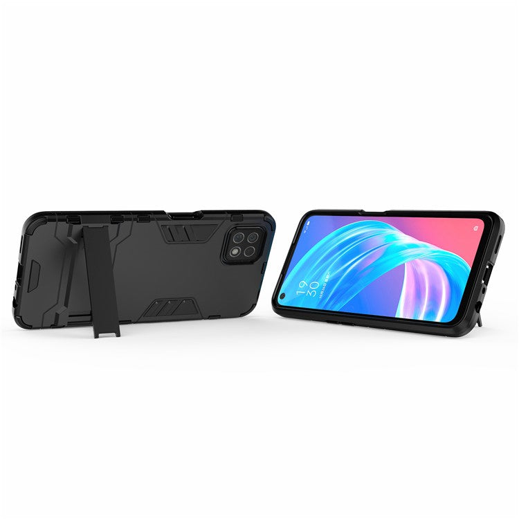 2-in-1 Plastic + TPU Hybrid Case with Kickstand for Oppo A72 5G - Black