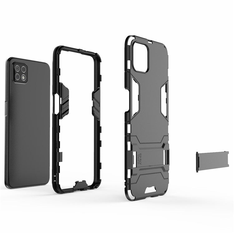 2-in-1 Plastic + TPU Hybrid Case with Kickstand for Oppo A72 5G - Black