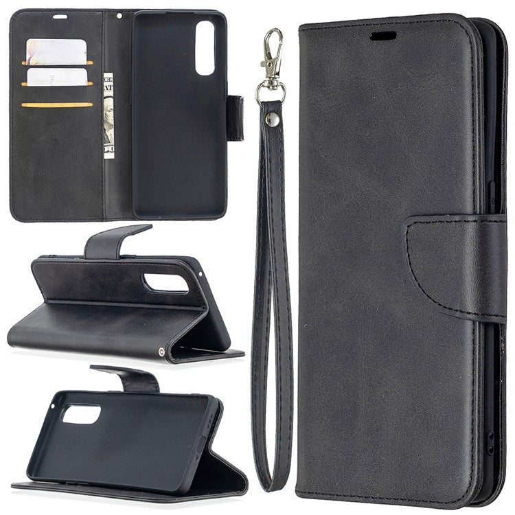 With Wallet Leather Shell Unique Design Case for Oppo Find X2 Neo - Black