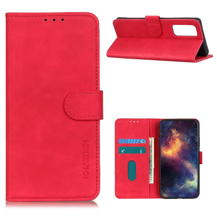 KHAZNEH Retro Style Leather Protective Case Phone Shell for vivo Y20 - Red