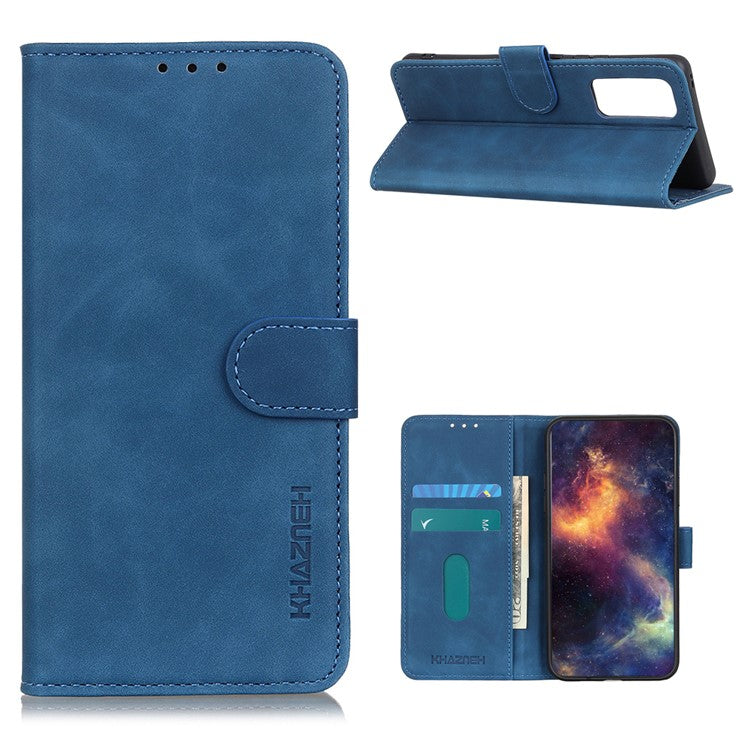 KHAZNEH Retro Style Leather Protective Case Phone Shell for vivo Y20 - Blue