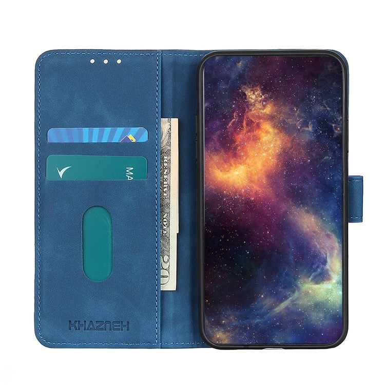 KHAZNEH Retro Style Leather Protective Case Phone Shell for vivo Y20 - Blue