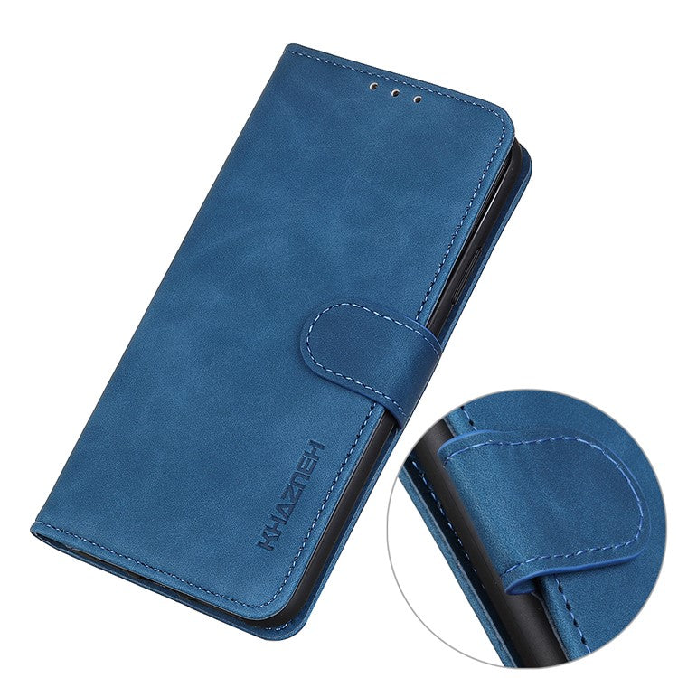 KHAZNEH Retro Style Leather Protective Case Phone Shell for vivo Y20 - Blue