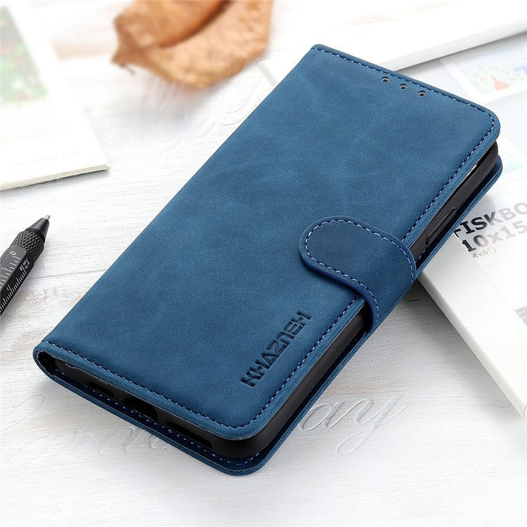 KHAZNEH Retro Style Leather Protective Case Phone Shell for vivo Y20 - Blue