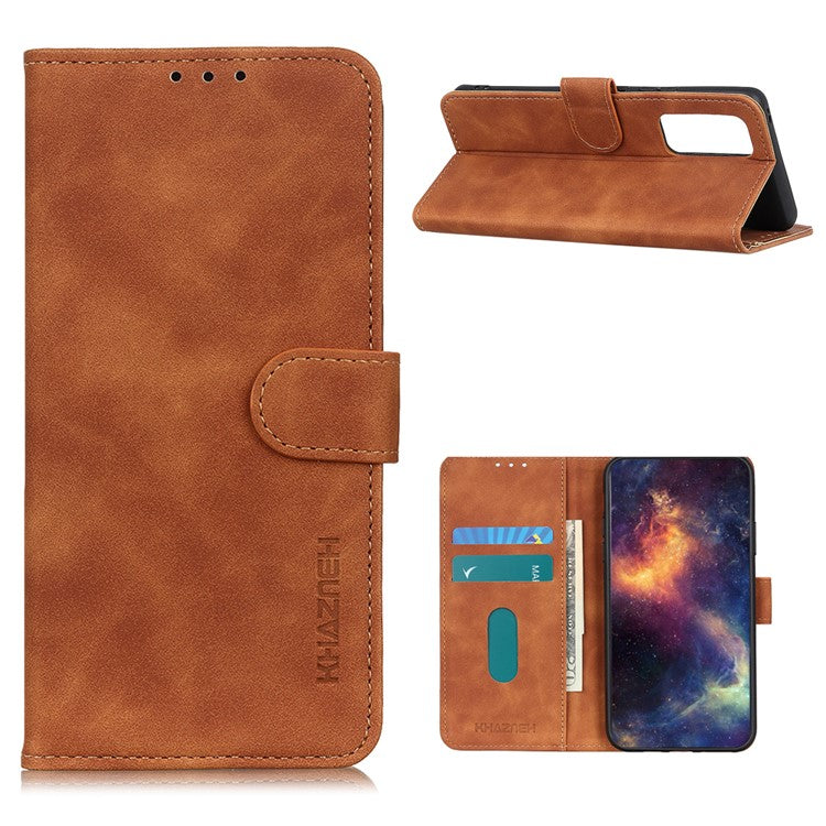 KHAZNEH Retro Style Leather Protective Case Phone Shell for vivo Y20 - Brown