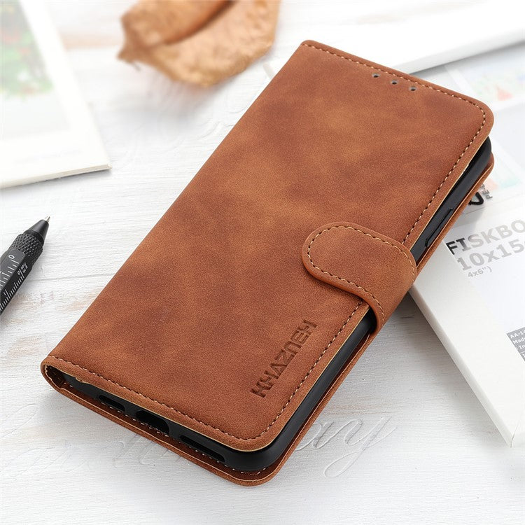 KHAZNEH Retro Style Leather Protective Case Phone Shell for vivo Y20 - Brown