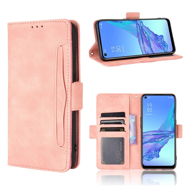 Multiple Card Slots Leather with Wallet Cell Phone Cover for Oppo A53/A32 (2020) - Pink