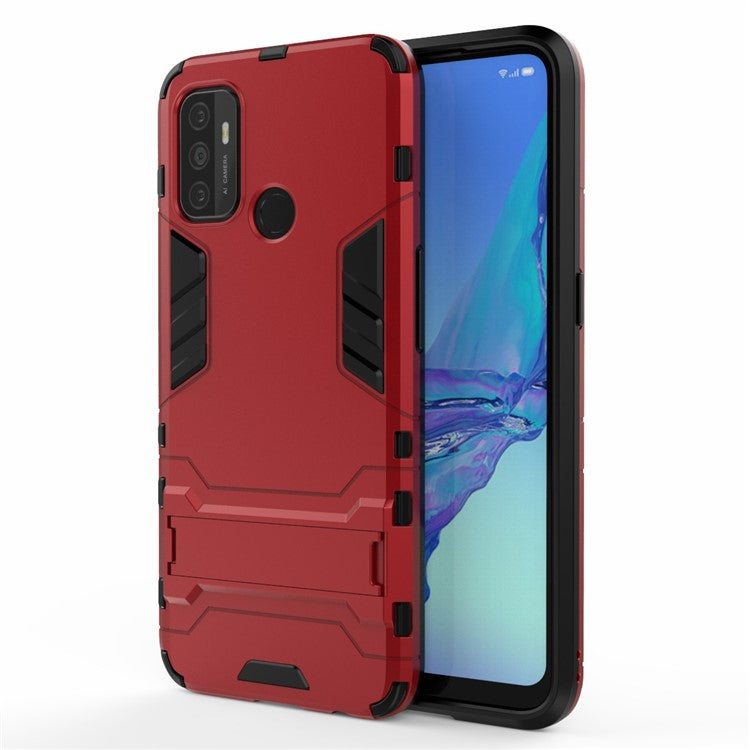 2-in-1 Plastic + TPU Hybrid Case with Kickstand for Oppo A53/A32 (2020) - Red