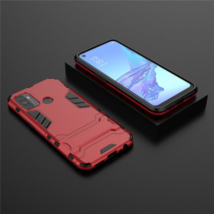 2-in-1 Plastic + TPU Hybrid Case with Kickstand for Oppo A53/A32 (2020) - Red