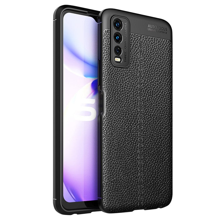 Litchi Skin TPU Phone Case for vivo Y20 - Black