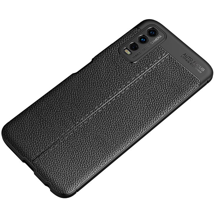 Litchi Skin TPU Phone Case for vivo Y20 - Black