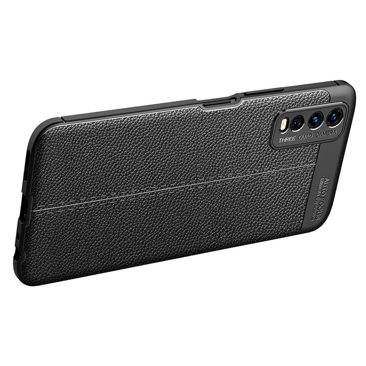 Litchi Skin TPU Phone Case for vivo Y20 - Black