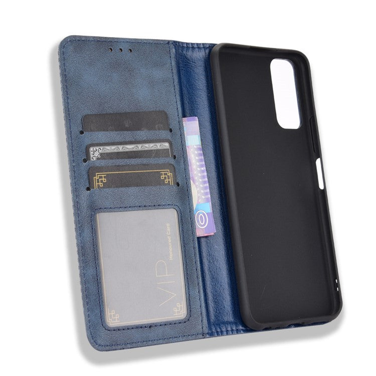 Retro Style PU Leather Stand Wallet Phone Casing for vivo Y20/Y20i - Blue