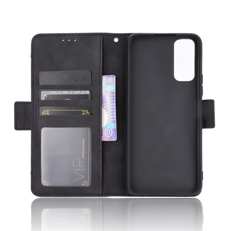 Leather Wallet Phone Cover Shell with Multiple Card-Carrying Slots for Vivo Y20 2020/Y20i - Black