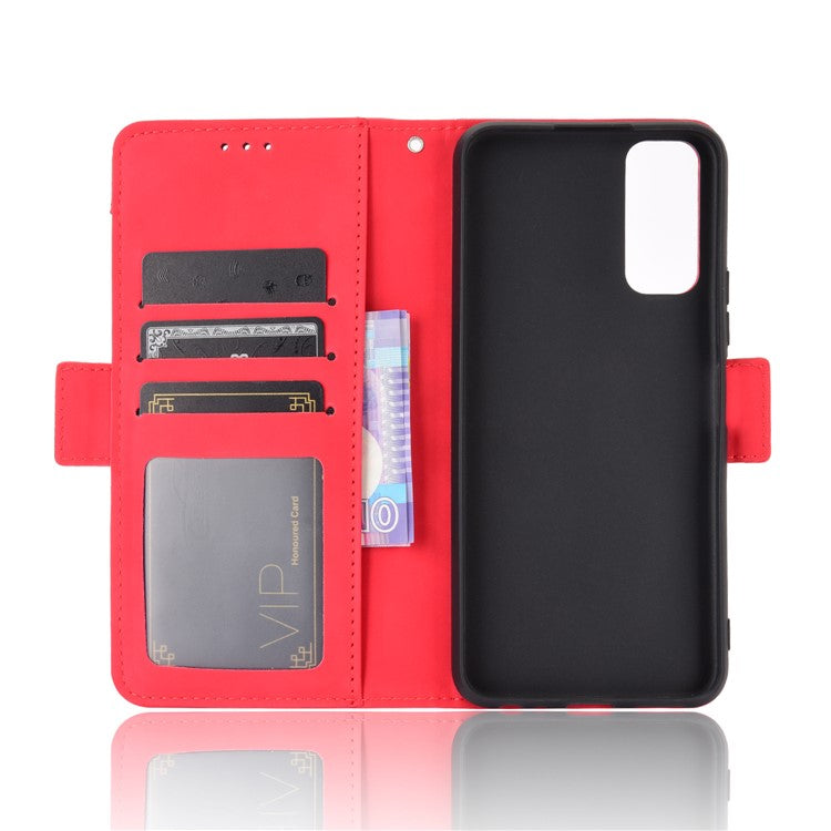 Leather Wallet Phone Cover Shell with Multiple Card-Carrying Slots for Vivo Y20 2020/Y20i - Red