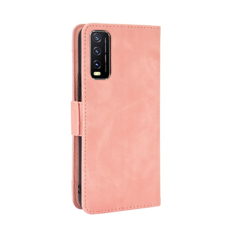 Leather Wallet Phone Cover Shell with Multiple Card-Carrying Slots for Vivo Y20 2020/Y20i - Rose Gold