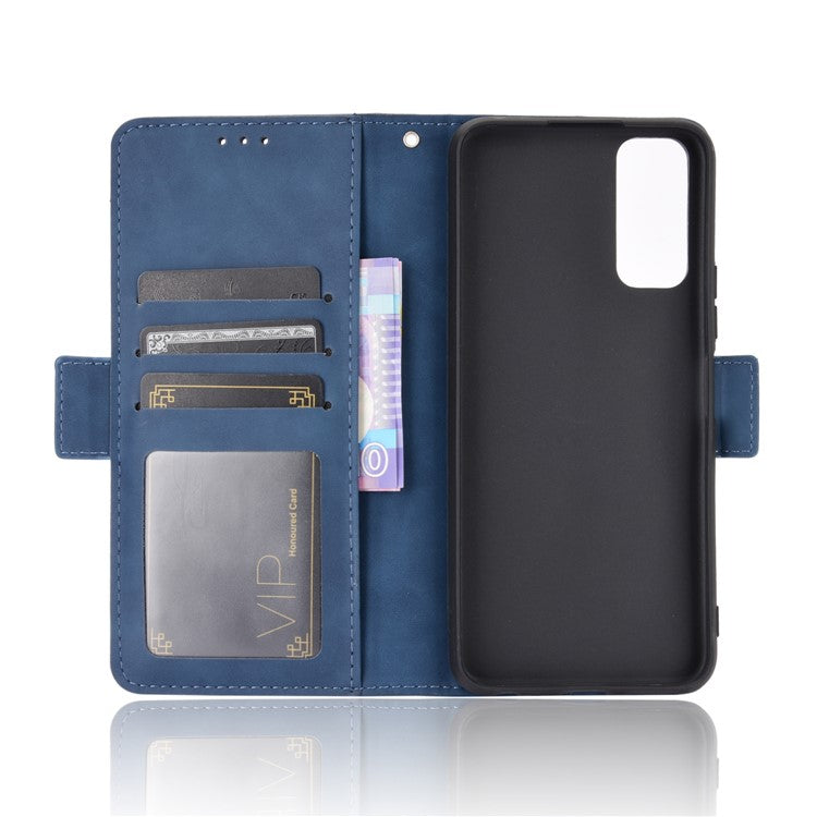 Leather Wallet Phone Cover Shell with Multiple Card-Carrying Slots for Vivo Y20 2020/Y20i - Navy Blue