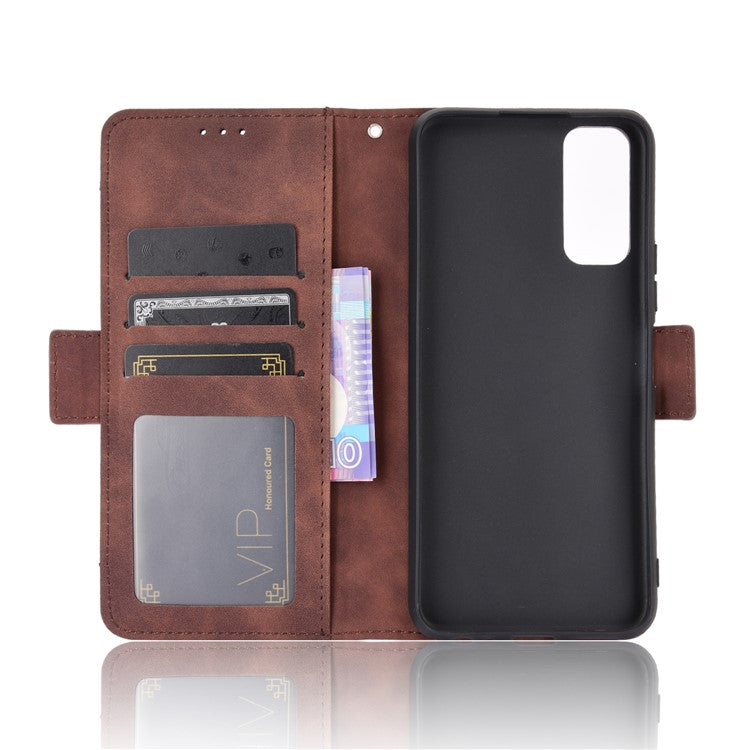 Leather Wallet Phone Cover Shell with Multiple Card-Carrying Slots for Vivo Y20 2020/Y20i - Brown